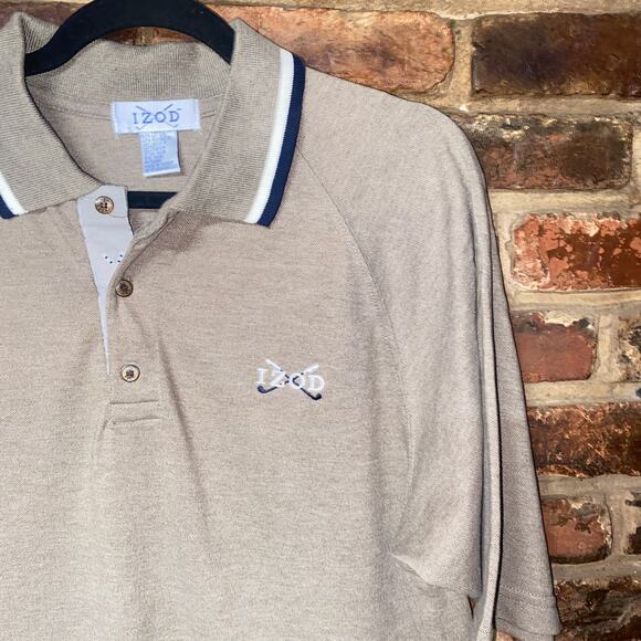 Izod Golf Vintage Tan Short Sleeve Collared Polo Shirt Men's Size XL - Picture 2 of 4